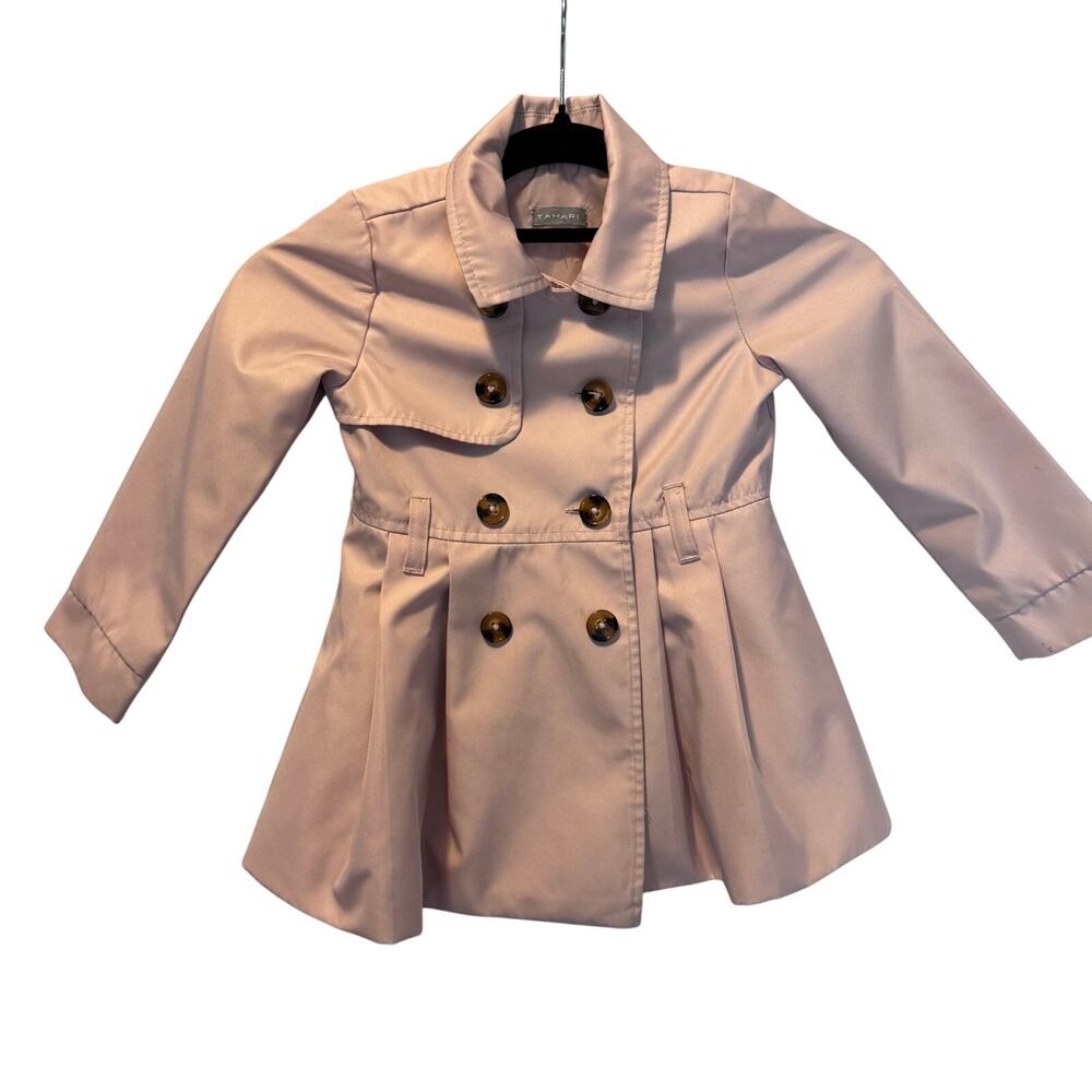 Tahari Girls Pink Double Breasted‎ Skirted Trench Coat Jacket 4T/5T